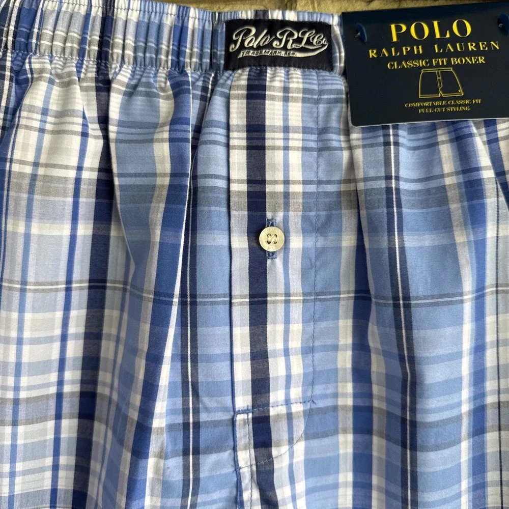 Polo Ralph Lauren Mens Classic Fit Plaid 100% Cotton Size L Woven Boxer Shorts